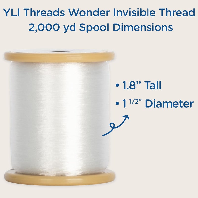 YLI Threads Wonder Invisible – Clear Nylon Monofilament Thread | Strong, Soft & Lightweight for Applique & Quilting – 2000 Yard Spool - Image 2